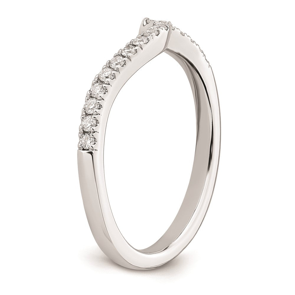 14K Weißgold Ehering mit natürlichen Diamanten, konturiert