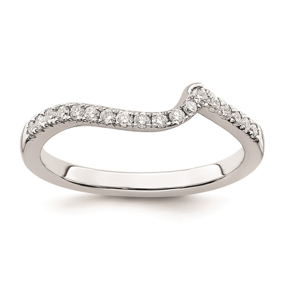 14K Weißgold Ehering mit natürlichen Diamanten, konturiert