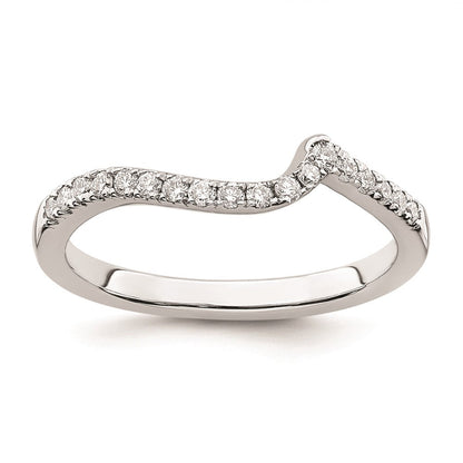 14K Weißgold Ehering mit natürlichen Diamanten, konturiert