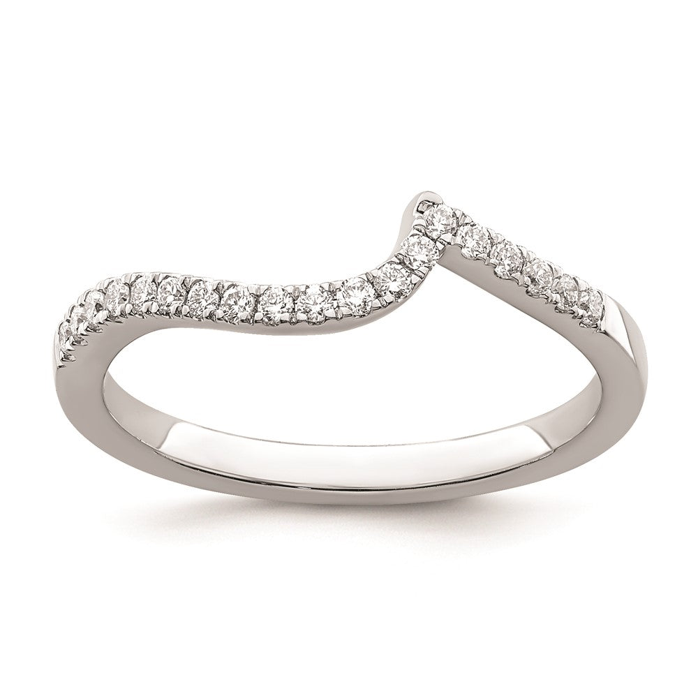 14K Weißgold Diamant-Trauring, konturiert