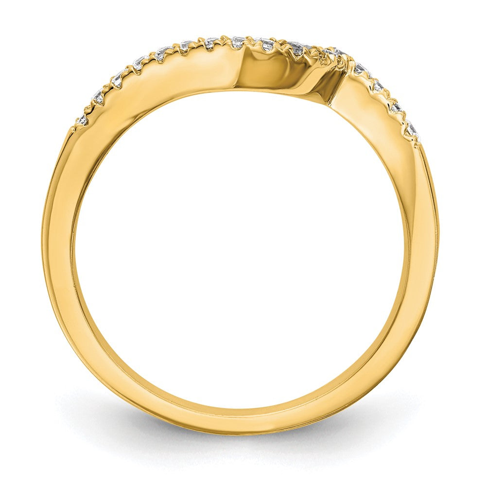 14K Gelbgold Ehering mit Konturdesign und echten Diamanten