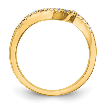 14K Gelbgold Ehering mit Konturdesign und echten Diamanten