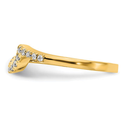 14K Gelbgold Ehering mit Konturdesign und echten Diamanten