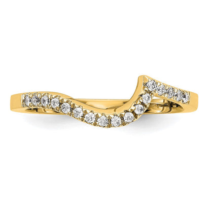 14K Gelbgold Ehering mit Konturdesign und echten Diamanten