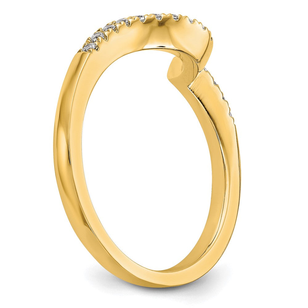 14K Gelbgold Ehering mit Konturdesign und echten Diamanten
