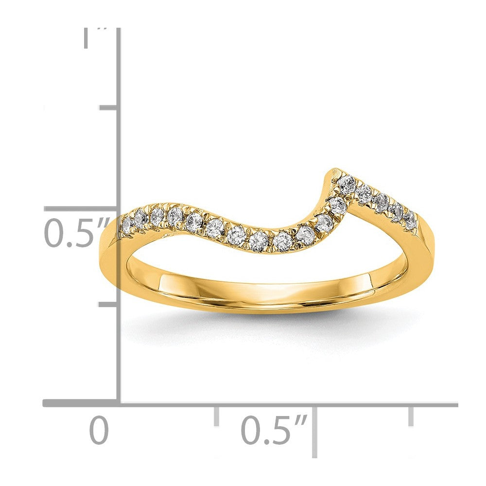 14K Gelbgold Ehering mit Konturdesign und echten Diamanten