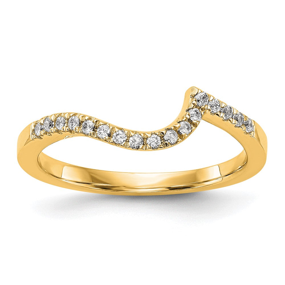 14K Gelbgold Ehering mit Konturdesign und echten Diamanten