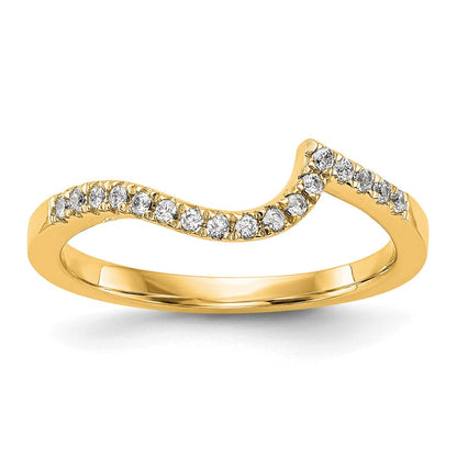 14K Gelbgold Ehering mit Konturdesign und echten Diamanten