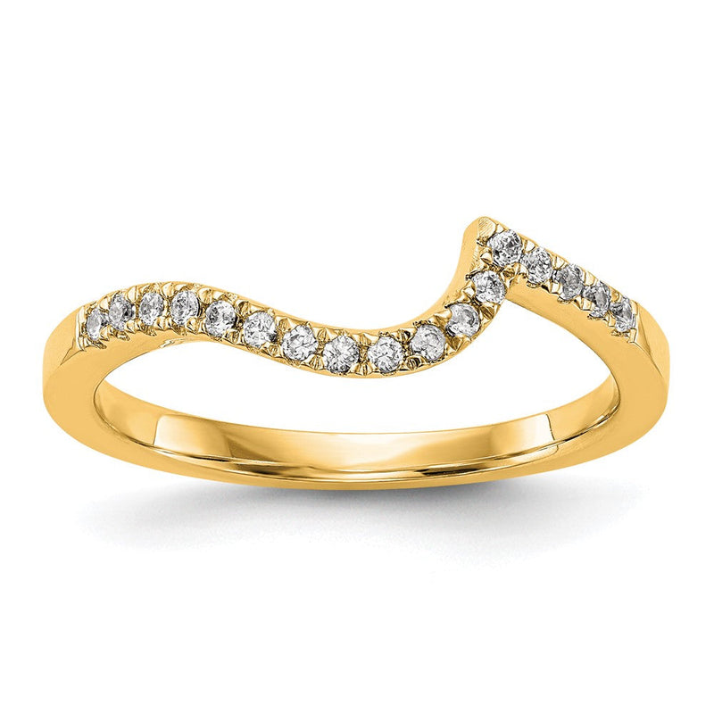 14K Gelbgold Ehering mit Konturdesign und echten Diamanten