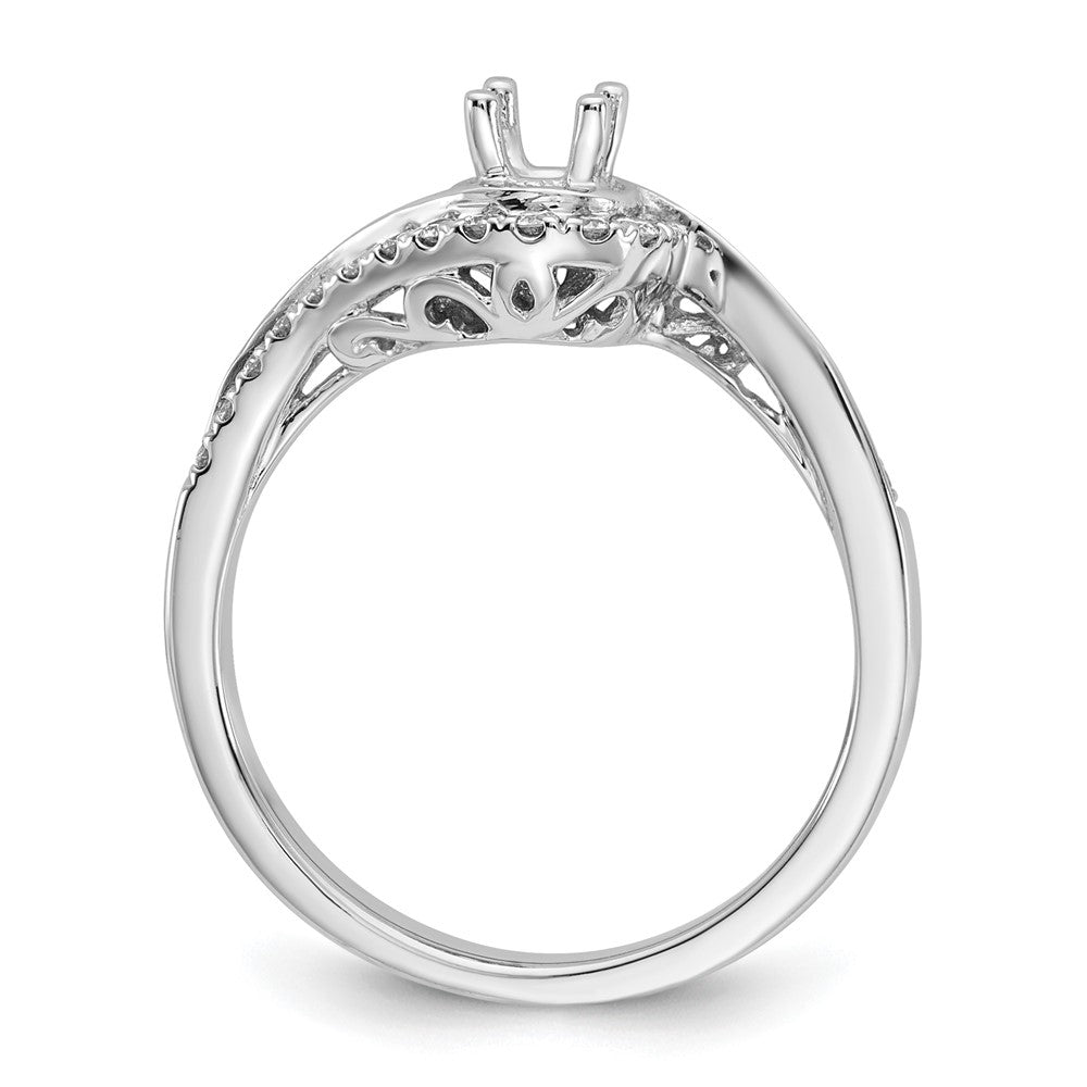 14K Weißgold By Pass (holds 1/4 Karat (4.00mm) Rund Mittig) Diamant Halbfassung Verlobungsring