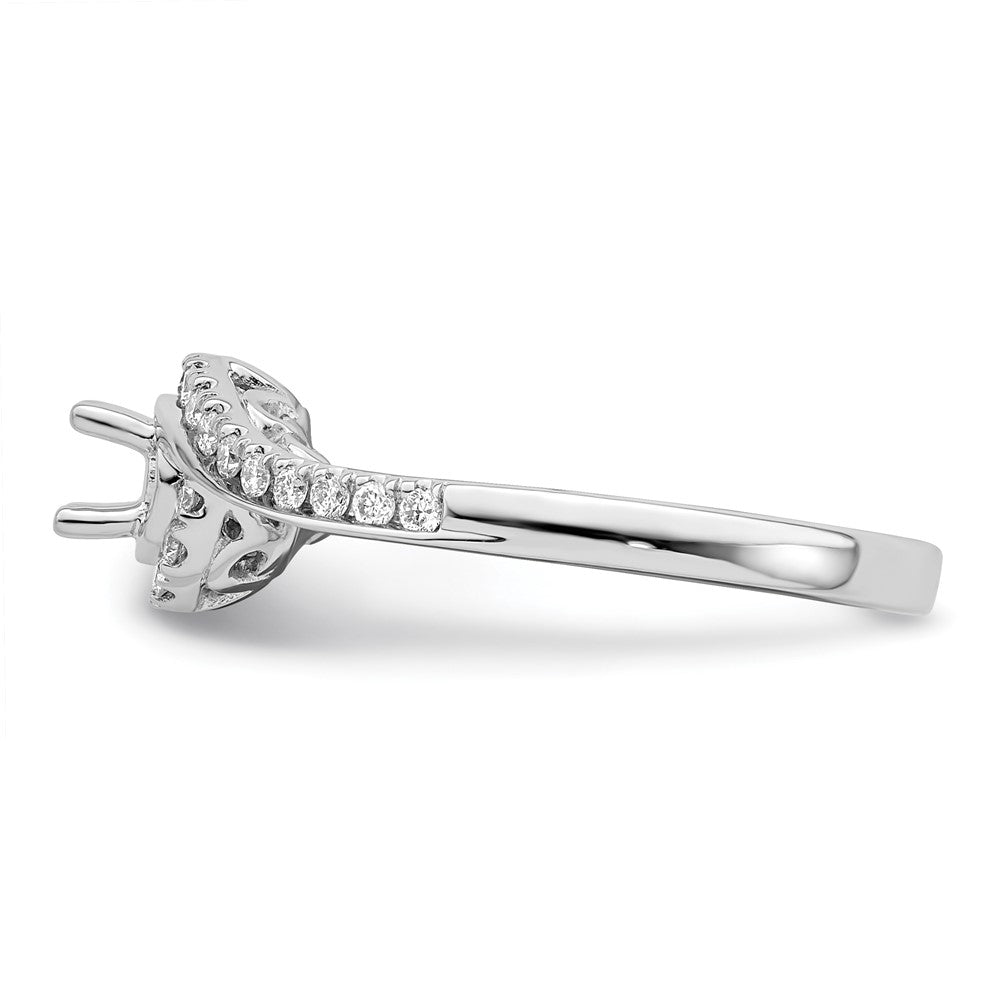 14K Weißgold By Pass (holds 1/4 Karat (4.00mm) Rund Mittig) Diamant Halbfassung Verlobungsring
