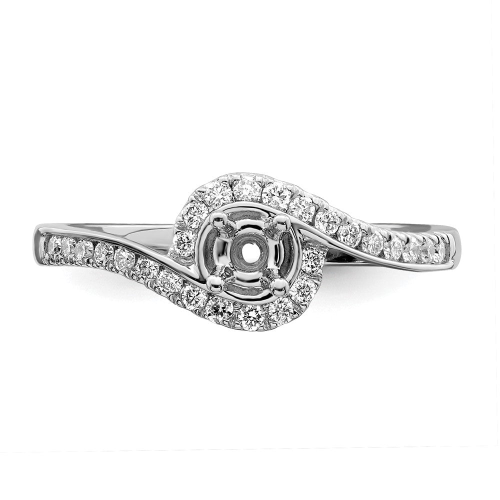 14K Weißgold By Pass (holds 1/4 Karat (4.00mm) Rund Mittig) Diamant Halbfassung Verlobungsring