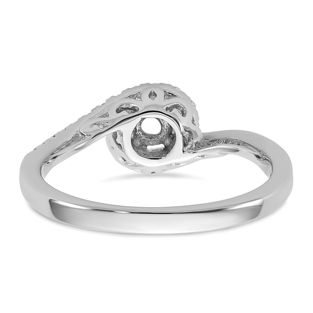 14K Weißgold By Pass (holds 1/4 Karat (4.00mm) Rund Mittig) Diamant Halbfassung Verlobungsring