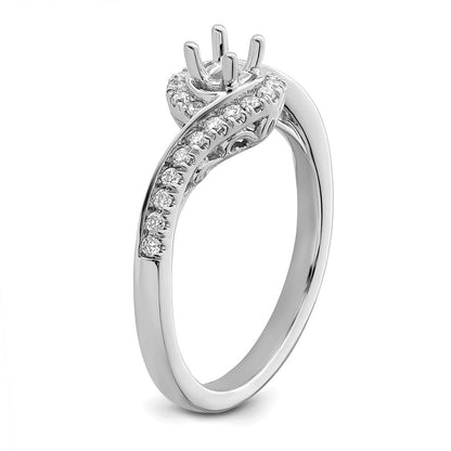 14K Weißgold By Pass (holds 1/4 Karat (4.00mm) Rund Mittig) Diamant Halbfassung Verlobungsring