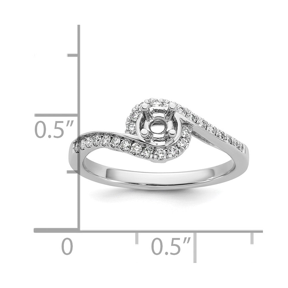 14K Weißgold By Pass (holds 1/4 Karat (4.00mm) Rund Mittig) Diamant Halbfassung Verlobungsring