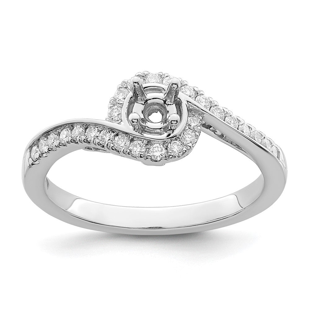 14K Weißgold By Pass (holds 1/4 Karat (4.00mm) Rund Mittig) Diamant Halbfassung Verlobungsring