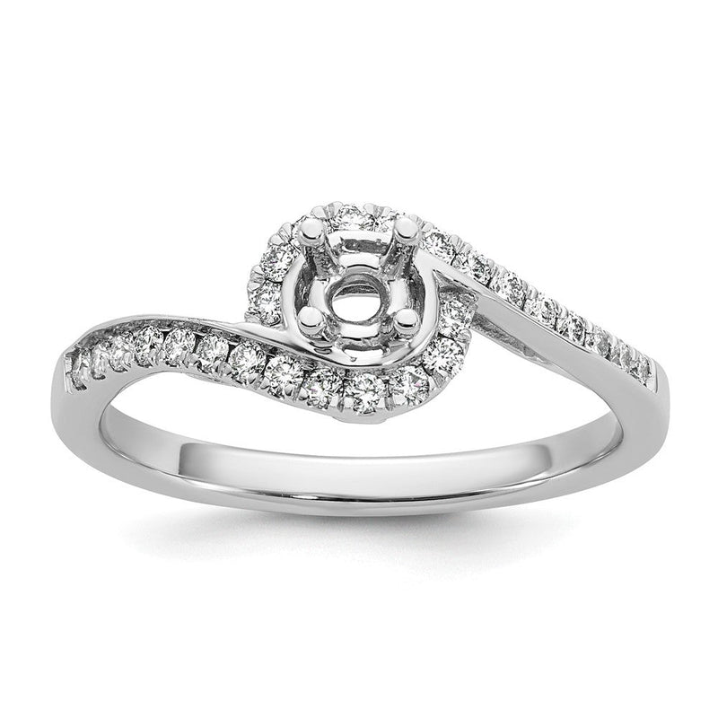 14K Weißgold By Pass (holds 1/4 Karat (4.00mm) Rund Mittig) Diamant Halbfassung Verlobungsring