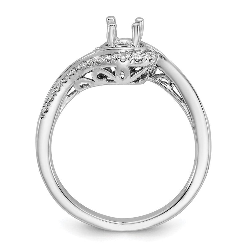 14K Weißgold By-pass (holds 1/3 Karat (4.5mm) Rund Mittig) 1/4 Karat Diamant Halbfassung Verlobungsring