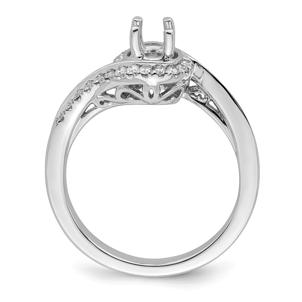 14K Weißgold By-pass (holds 1/2 Karat (5.1mm) Rund Mittig) 1/4 Karat Diamant Halbfassung Verlobungsring