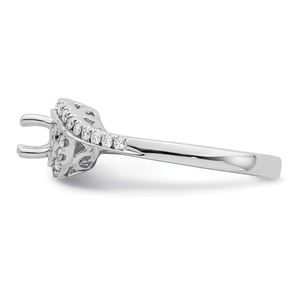 14K Weißgold By-pass (holds 1/2 Karat (5.1mm) Rund Mittig) 1/4 Karat Diamant Halbfassung Verlobungsring