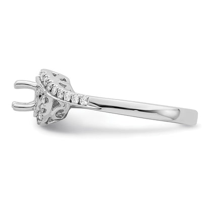 14K Weißgold By-pass (holds 1/2 Karat (5.1mm) Rund Mittig) 1/4 Karat Diamant Halbfassung Verlobungsring