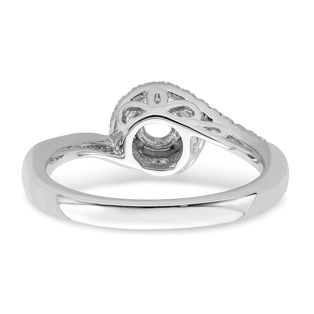 14K Weißgold By-pass (holds 1/2 Karat (5.1mm) Rund Mittig) 1/4 Karat Diamant Halbfassung Verlobungsring