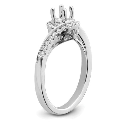 14K Weißgold By-pass (holds 1/2 Karat (5.1mm) Rund Mittig) 1/4 Karat Diamant Halbfassung Verlobungsring