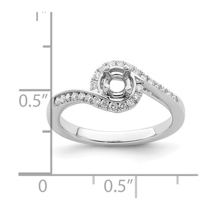 14K Weißgold By-pass (holds 1/2 Karat (5.1mm) Rund Mittig) 1/4 Karat Diamant Halbfassung Verlobungsring