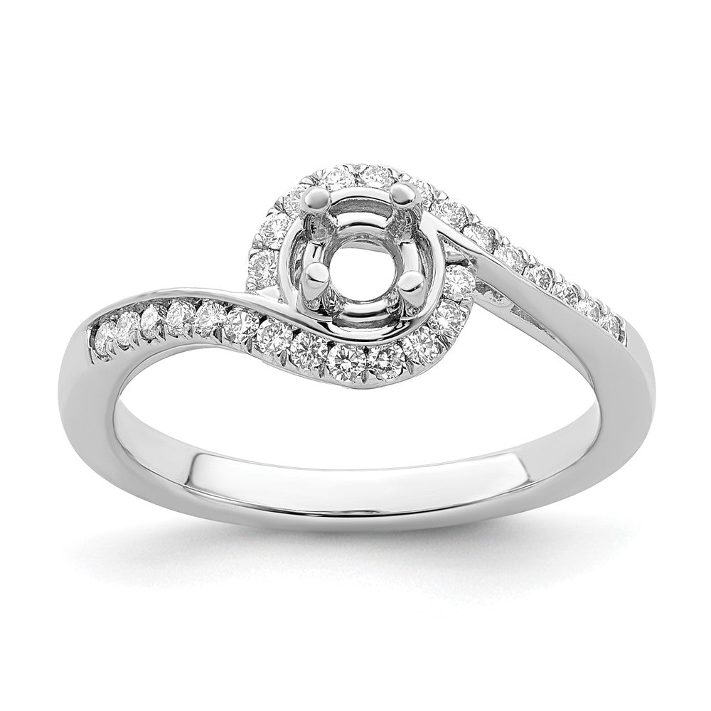 14K Weißgold By-pass (holds 1/2 Karat (5.1mm) Rund Mittig) 1/4 Karat Diamant Halbfassung Verlobungsring