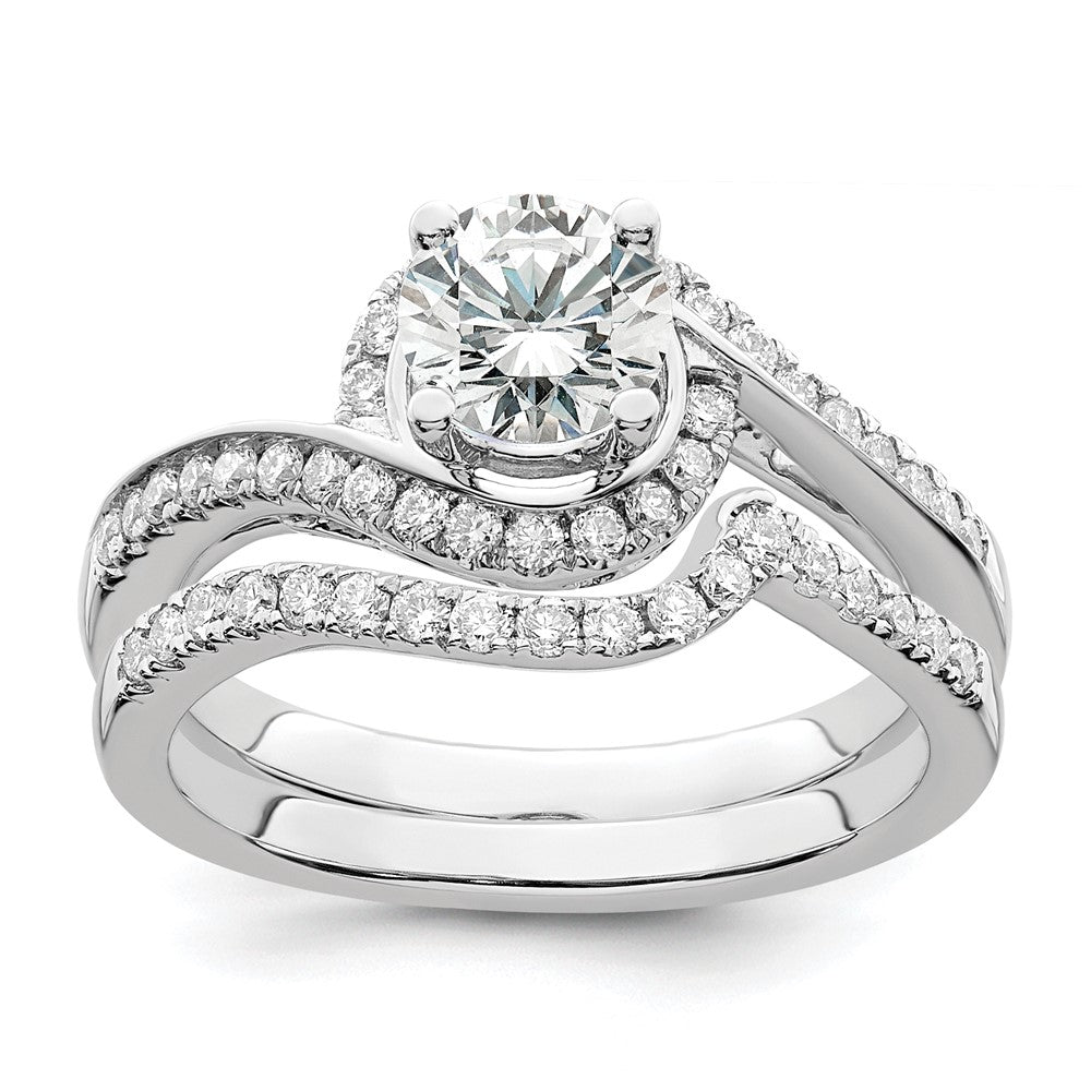 14K Weißgold Verlobungsring mit 0,33 ct. Laborgezüchtetem Diamant VS/SI+ G+ und 0,75 ct. rundem Mittelstein