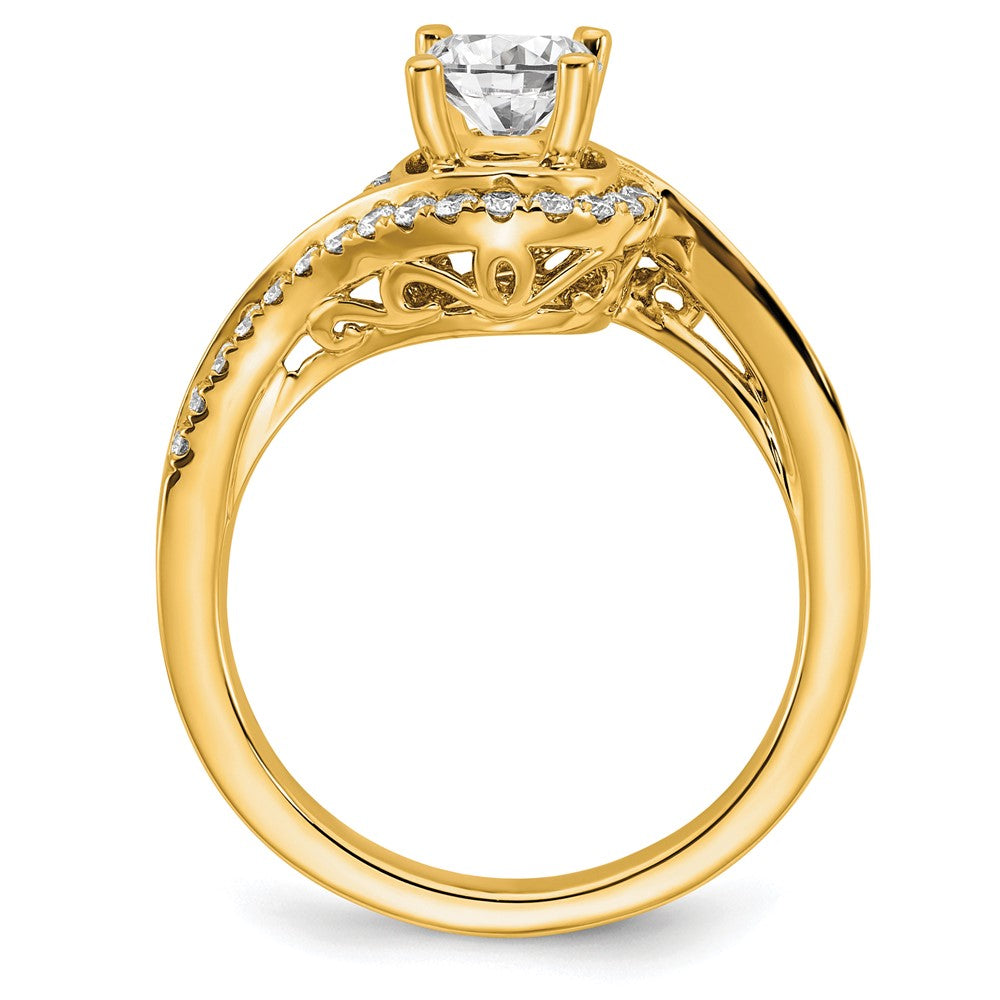 14K Gelbgold Verlobungsring mit 0,75 ct. rundem Center und 0,33 ct. Laborgezüchteten Diamanten VS/SI+ G+