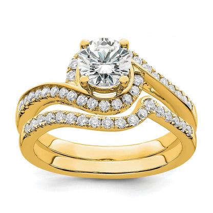 14K Gelbgold Verlobungsring mit 0,75 ct. rundem Center und 0,33 ct. Laborgezüchteten Diamanten VS/SI+ G+