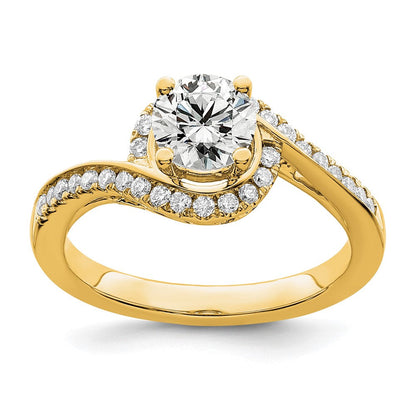 14K Gelbgold Verlobungsring mit 0,75 ct. rundem Center und 0,33 ct. Laborgezüchteten Diamanten VS/SI+ G+