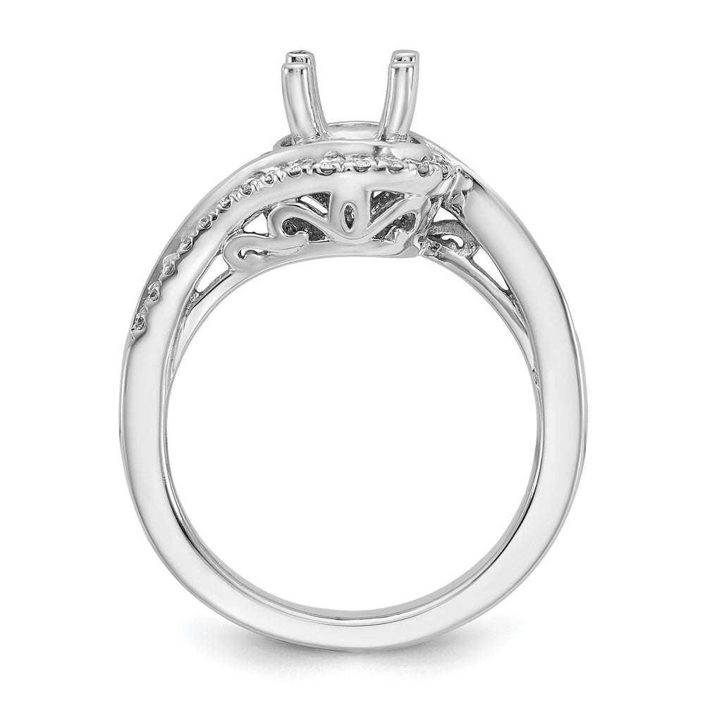 14K Weißgold By-pass (holds 1 Karat (6.5mm) Rund Mittig) 1/3 Karat Diamant Halbfassung Verlobungsring