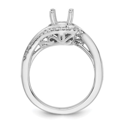 14K Weißgold By-pass (holds 1 Karat (6.5mm) Rund Mittig) 1/3 Karat Diamant Halbfassung Verlobungsring