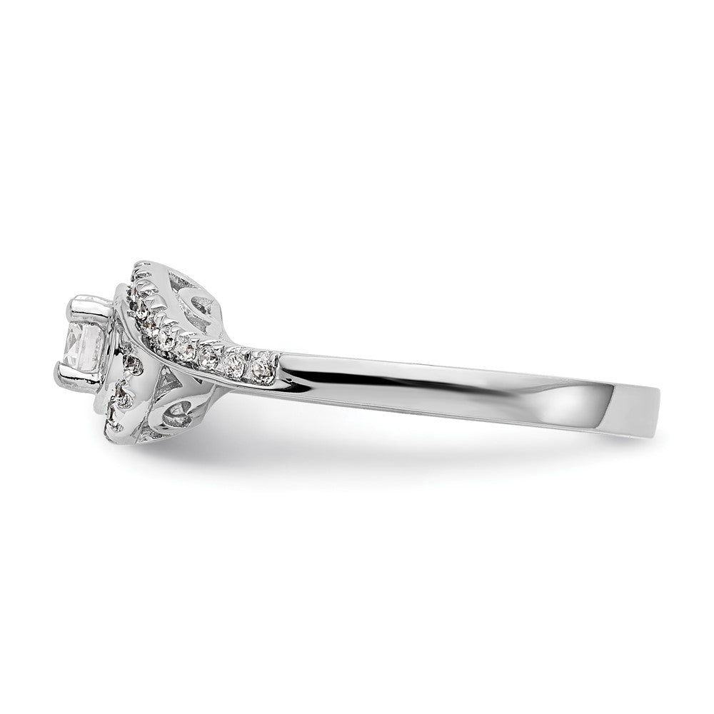 14K Weißgold By-pass (holds 1 Karat (6.5mm) Rund Mittig) 1/3 Karat Diamant Halbfassung Verlobungsring