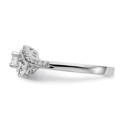 14K Weißgold By-pass (holds 1 Karat (6.5mm) Rund Mittig) 1/3 Karat Diamant Halbfassung Verlobungsring