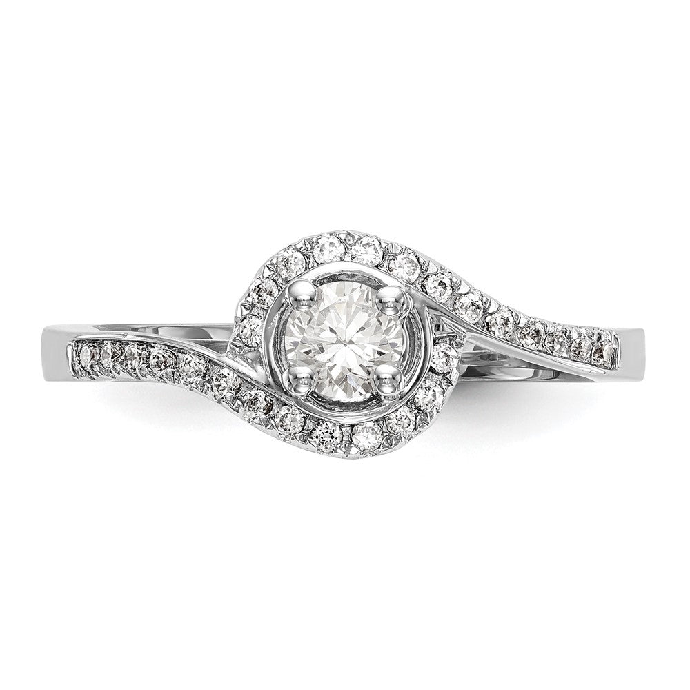 14K Weißgold By-pass (holds 1 Karat (6.5mm) Rund Mittig) 1/3 Karat Diamant Halbfassung Verlobungsring