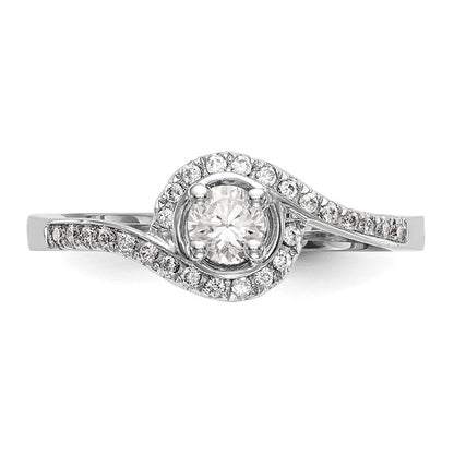 14K Weißgold By-pass (holds 1 Karat (6.5mm) Rund Mittig) 1/3 Karat Diamant Halbfassung Verlobungsring