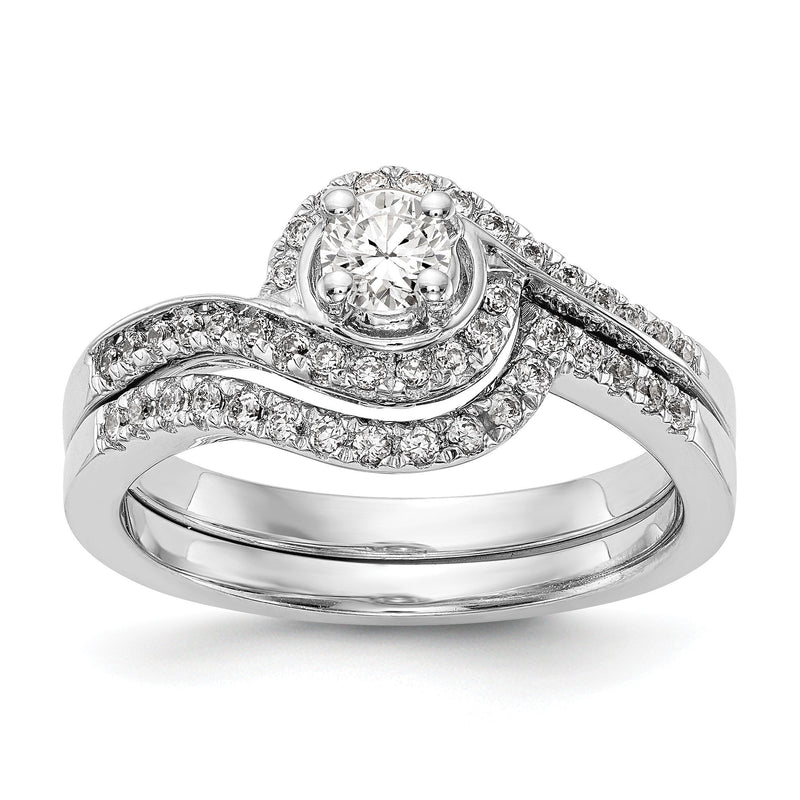 3/4 Ct. Natürlich Diamant By-pass Style Bridal Verlobungsring Set 14K Weißgold