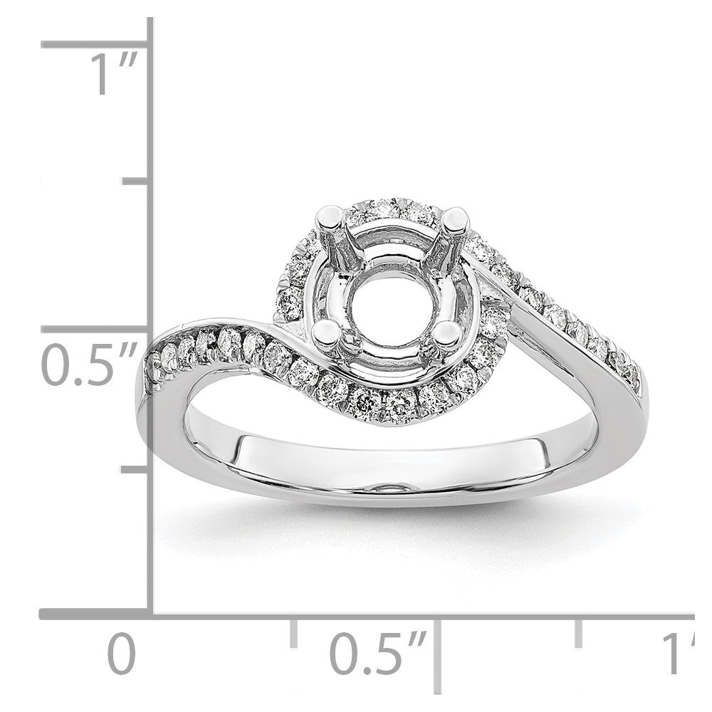14K Weißgold By-pass (holds 1 Karat (6.5mm) Rund Mittig) 1/3 Karat Diamant Halbfassung Verlobungsring
