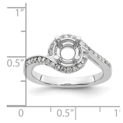 14K Weißgold By-pass (holds 1 Karat (6.5mm) Rund Mittig) 1/3 Karat Diamant Halbfassung Verlobungsring