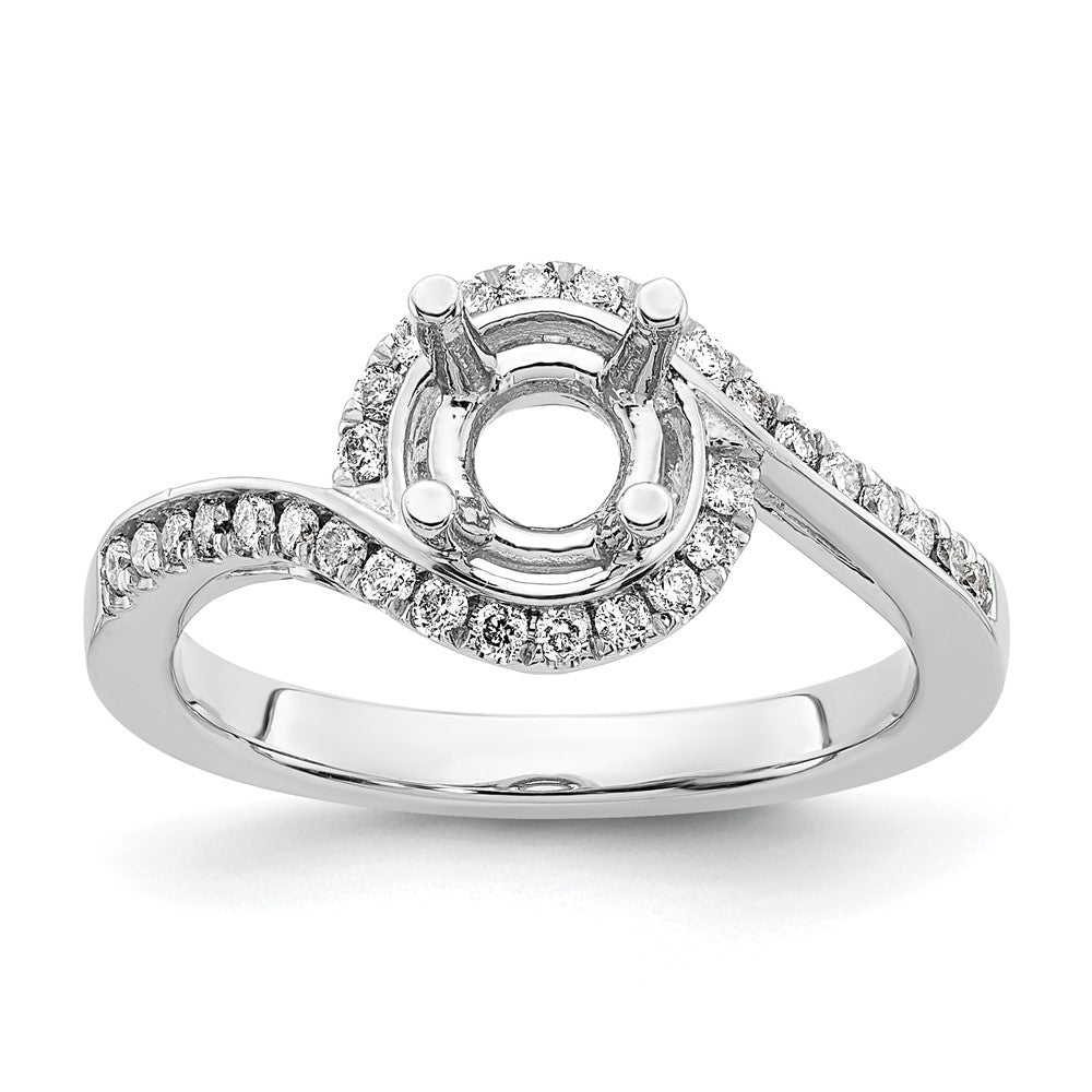 14K Weißgold By-pass (holds 1 Karat (6.5mm) Rund Mittig) 1/3 Karat Diamant Halbfassung Verlobungsring