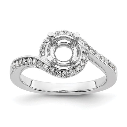14K Weißgold By-pass (holds 1 Karat (6.5mm) Rund Mittig) 1/3 Karat Diamant Halbfassung Verlobungsring