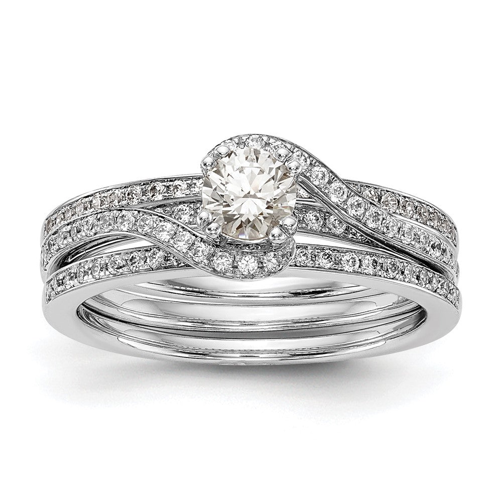14K Weißgold Verlobungsring mit Diamant-Simulant