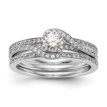 14K Weißgold Verlobungsring mit Diamant-Simulant