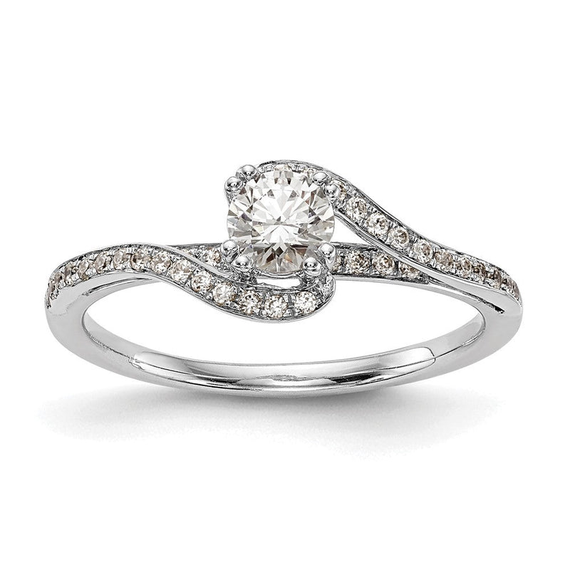 14K Weißgold Verlobungsring mit Diamant-Simulant