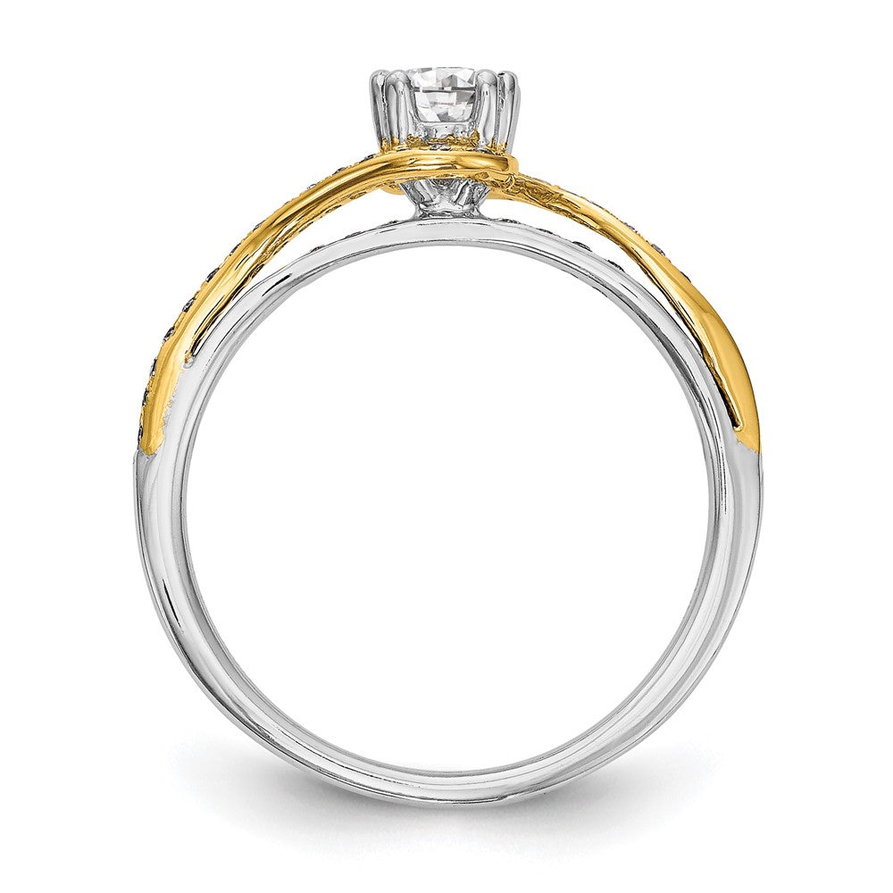 14K Bicolor Verlobungsring im Überkreuz-Design mit Zirkonia, Peg-Fassung