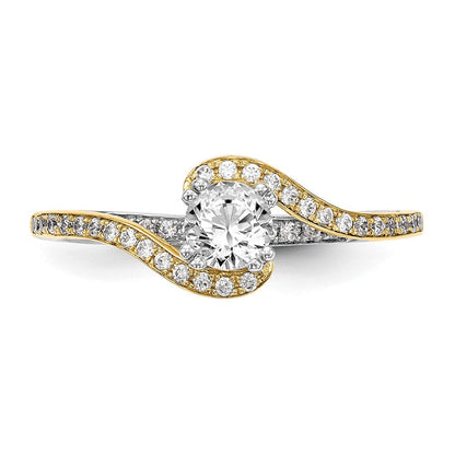 14K Bicolor Verlobungsring im Überkreuz-Design mit Zirkonia, Peg-Fassung