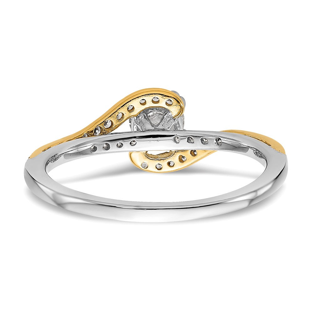 14K Bicolor Verlobungsring im Überkreuz-Design mit Zirkonia, Peg-Fassung